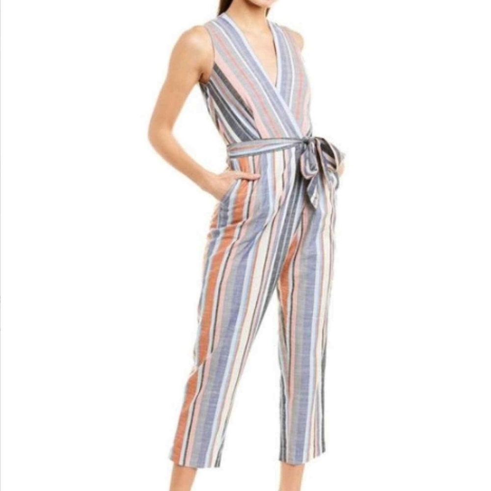 Saylor Striped Front Tie Jumpsuit Small